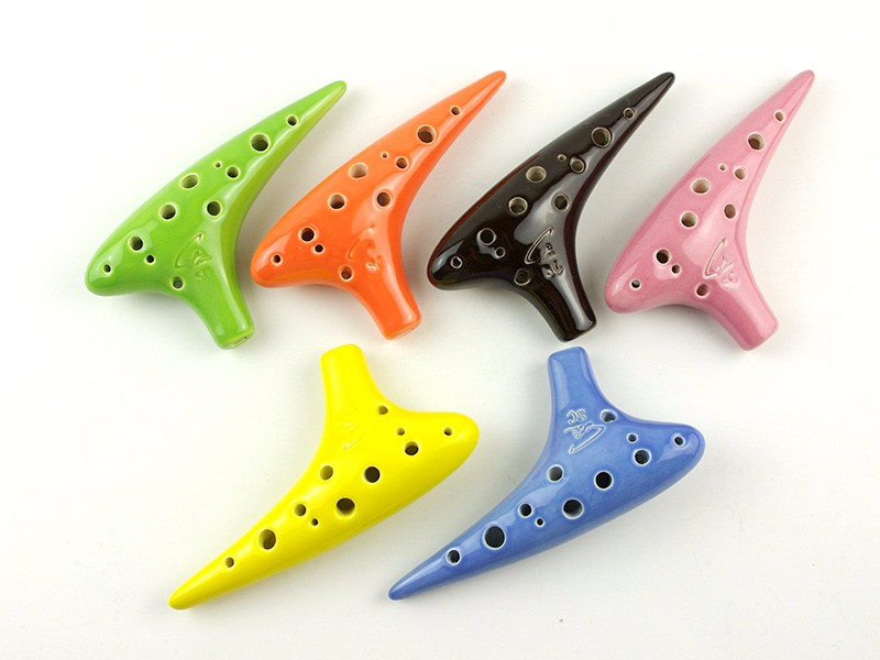 12孔圓頭型色釉陶笛