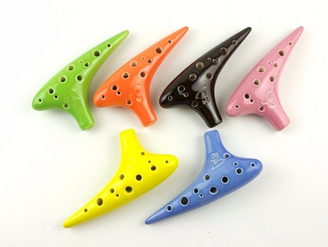 12孔圓頭型色釉陶笛